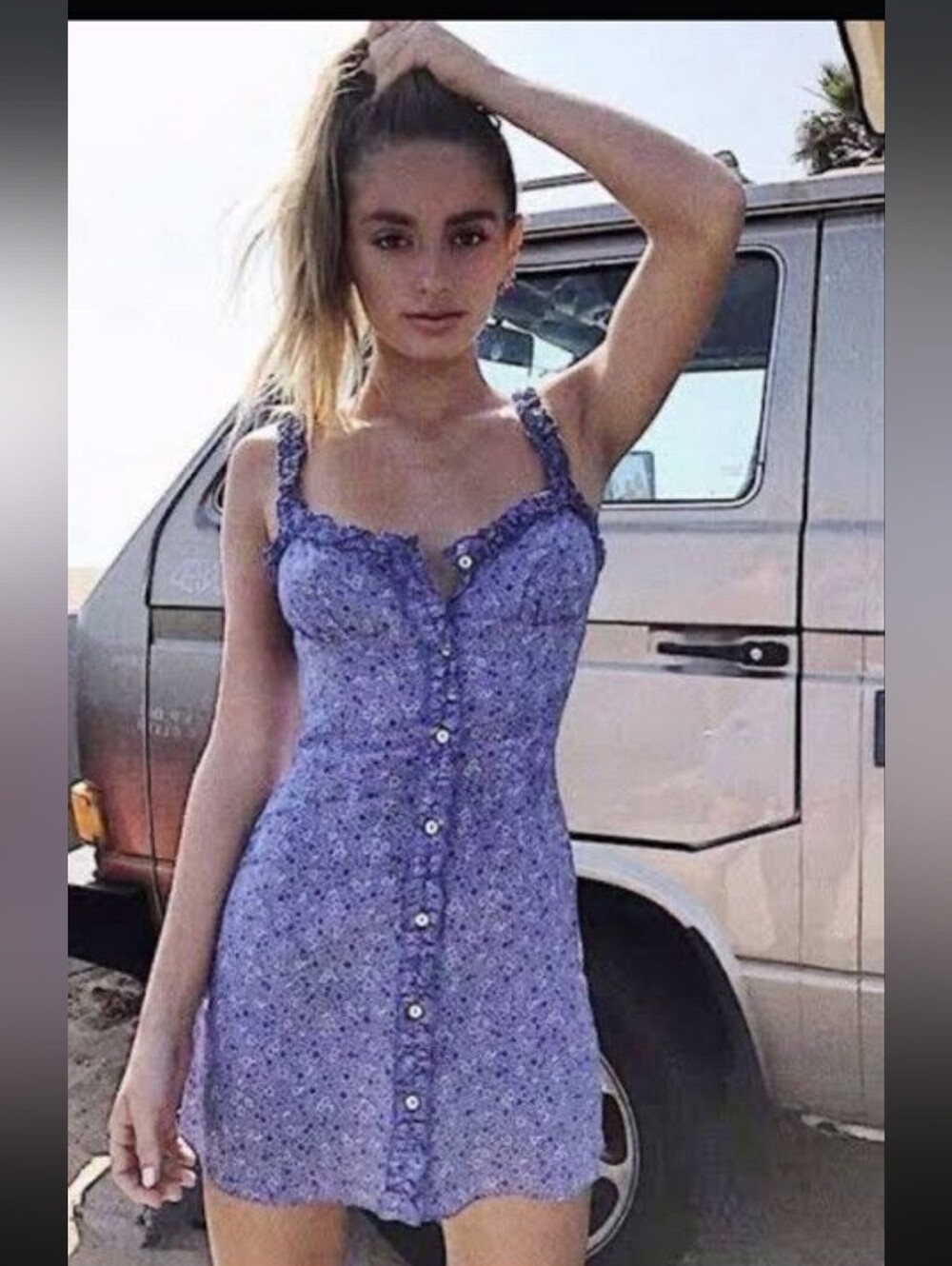 Realisation Par The Julia Silk Mini Sundress In Purple Haze Button Down Dress